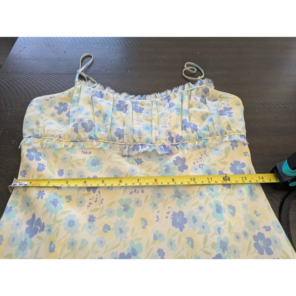 Vtg Express Y2K Silk Babydoll Floral Fairy Dress Midi Dainty Butter Yellow 5/6 - Picture 9 of 9